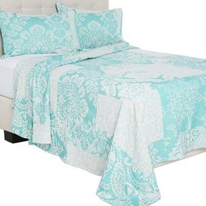 Full Bedspread Jacquard Patchwork 100%Ctn Seaglass